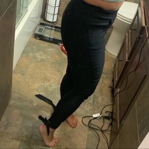 Black dress pants with tied ankle detail